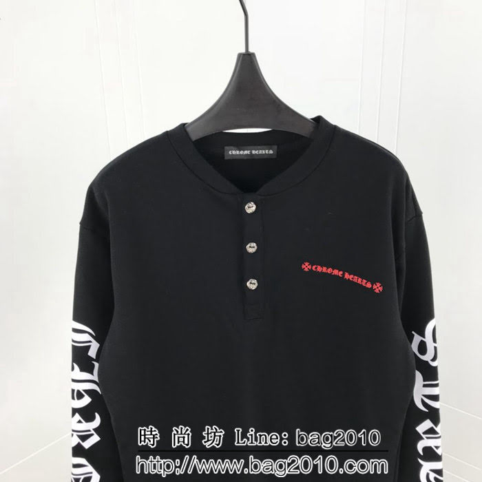 Chrome hearts 克羅心 Matty塗鴉 銀色十字紐扣 發泡印花圖案 加厚長袖 情侶款 ydi1434
